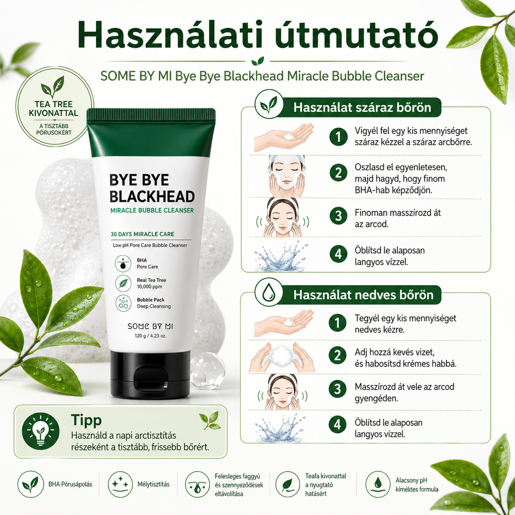 Some By Mi  Bye Bye Blackhead Miracle Green Tea Tox Bubble Cleanser - tisztító