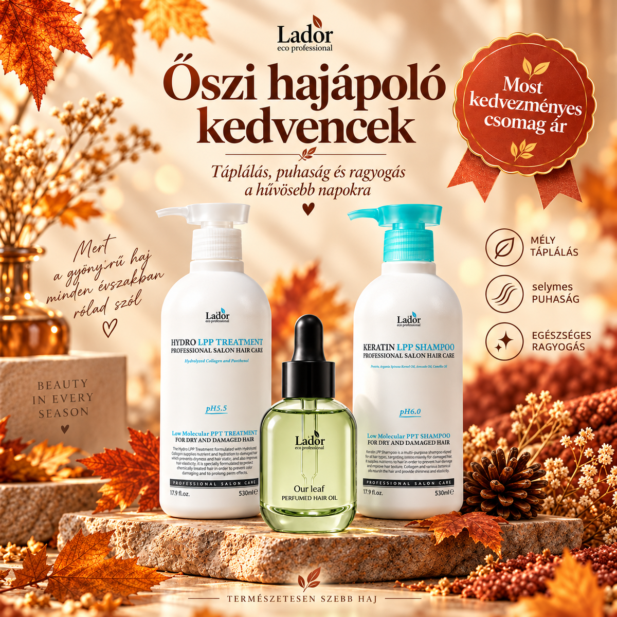Őszi hajápolási csomag – koreai hajolaj termékfotó