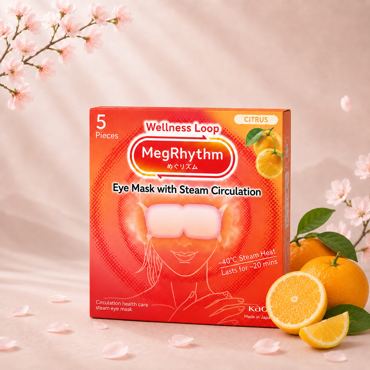Kao MegRhythm Steam Eye Mask, 5 db . szemmaszk citrusos